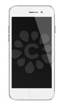 Mobile smart phone with black screen isolated on white background. Highly detailed illustration.