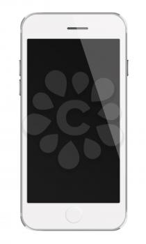 Mobile smart phone with black screen isolated on white background. Highly detailed illustration.