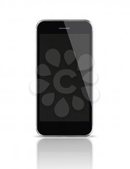 Mobile smart phone with black screen isolated on white background. Highly detailed illustration.