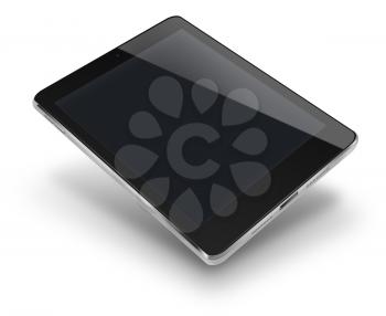 Tablet computer with black screen isolated on white background. Highly detailed illustration.