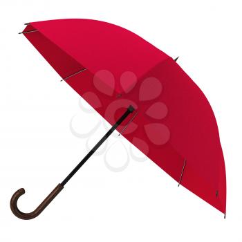 Open red umbrella isolated on white background. Highly detailed render.