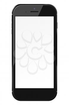 Smart phone with blank screen isolated on white background. 3D illustration.