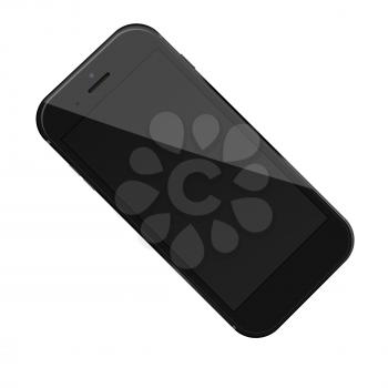 Smart phone with black screen isolated on white background. 3D illustration.