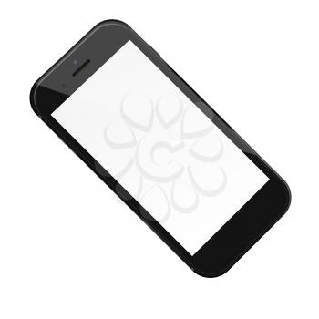 Smart phone with blank screen isolated on white background. 3D illustration.