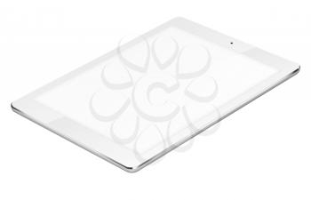 Realistic tablet pc computer with blank screen isolated on white background. 3D illustration.