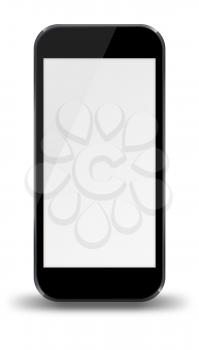 Smart phone with white screen isolated on white background. 3D illustration.