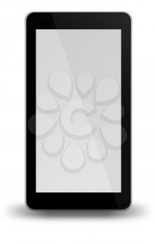 Smart phone with black and white screen isolated on white background. 3D illustration.