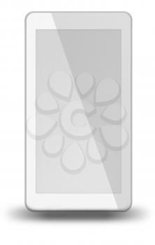 Smart phone with white screen isolated on white background. 3D illustration.