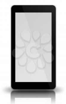 Smart phone with black and white screen isolated on white background. 3D illustration.