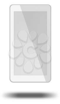 Smart phone with white screen isolated on white background. 3D illustration.