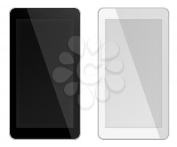 Smart phones with black and blank screens isolated on white background. 3D illustration.