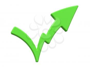 Check Mark Symbolizing Increase. Isolated on White Background.