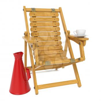 Director's Chair with Clap Board and Red Megaphone.