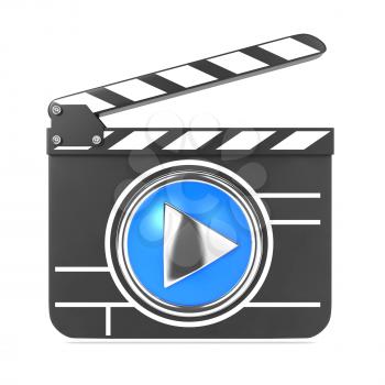 Clapboard Icon with Blue Screen. Media Player Concept.