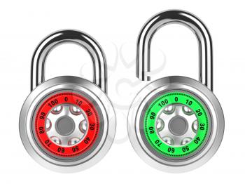 Silver Dial Padlock with Code Isolated over White.