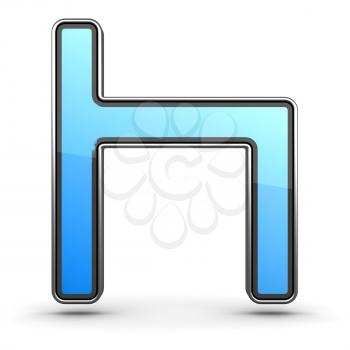 Blue Letter Icon in Modern Design in Metal Border