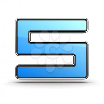 Blue Letter Icon in Modern Design in Metal Border