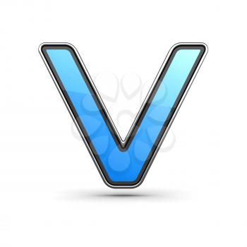 Blue Letter Icon in Modern Design in Metal Border