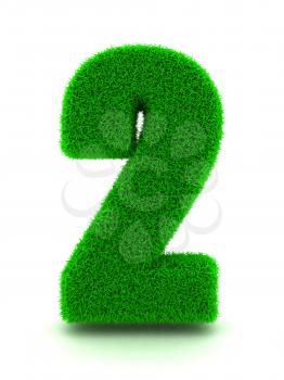 3d Rendering of Grass Number on White Isolated Background.