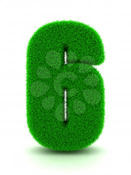 3d Rendering of Grass Number on White Isolated Background.