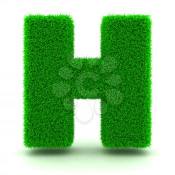 3D Green Grass Letter on White Background