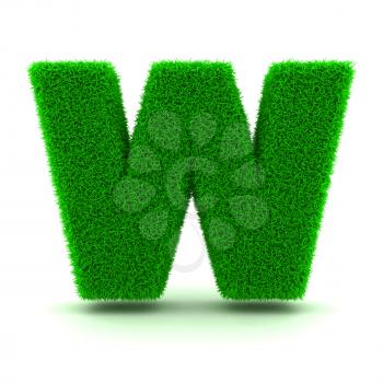 3D Green Grass Letter on White Background