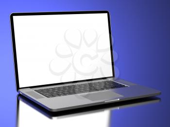 Modern Laptop with Blank Screen on a blue background. 3D Render.