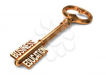 Business Education - Golden Key on White Background. 3D Render. Business Concept.