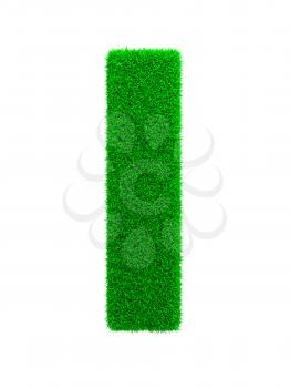 Grass Letter L Isolated on White Background.