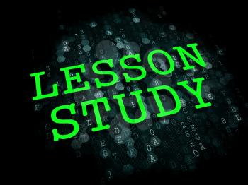 Lesson Study - Education Concept. The Word in Light Green Color on Dark Digital Background.