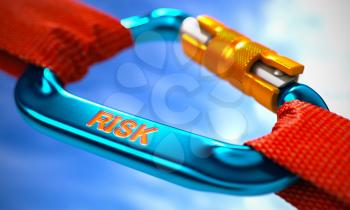 Risk on Blue Carabine with a Red Ropes. Selective Focus. 3D Render.