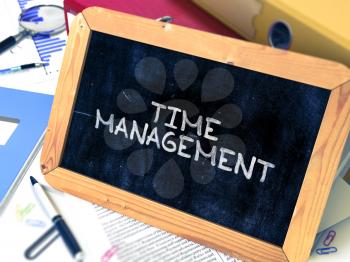 Hand Drawn Time Management Concept  on Chalkboard. Blurred Background. Toned Image. 3D Render.