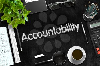 Accountability on Black Chalkboard. Black Chalkboard with Accountability Concept. 3d Rendering.