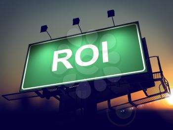 ROI - Green Billboard on the Rising Sun Background.