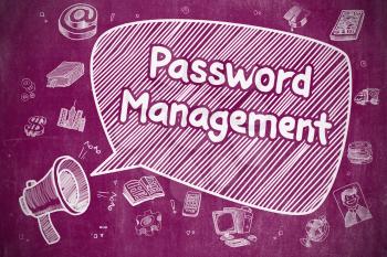 Shrieking Mouthpiece with Phrase Password Management on Speech Bubble. Cartoon Illustration. Business Concept. 