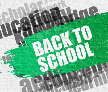Business Education Concept: Back To School on the Green Brushstroke. Back To School Modern Style Illustration on the Green Distressed Paintbrush Stripe. 