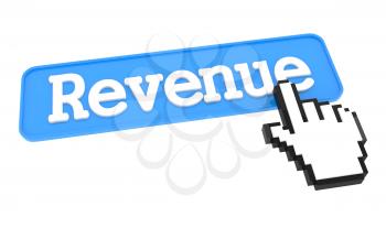 Revenue Button with Hand Cursor. Business Concept.