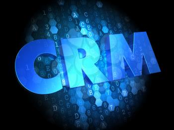 CRM - Blue Color Text on Dark Digital Background.