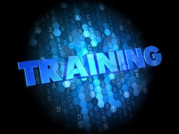 Training in Blue Color on Dark Digital Background.