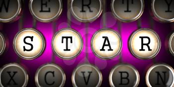 Star on Old Typewriter's Keys on Pink Background.