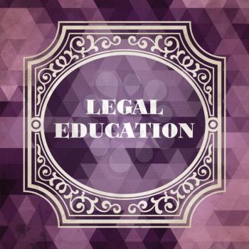 Legal Education Concept. Vintage design. Purple Background made of Triangles.