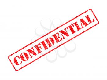 Confidential - Inscription on Red Rubber Stamp Isolated on White.