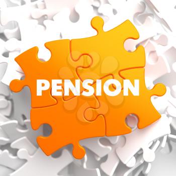 Pension on Orange Puzzle on White Background.