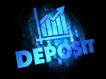 Deposit Concept - Blue Color Text on Dark Digital Background.