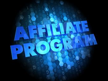 Affiliate Program - Blue Color Text on Digital Background.