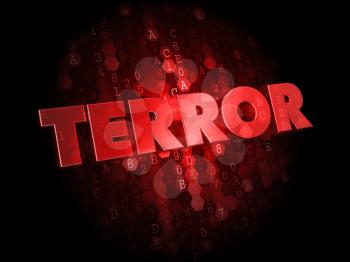 Terror -  Red Color Text on Digital Background.