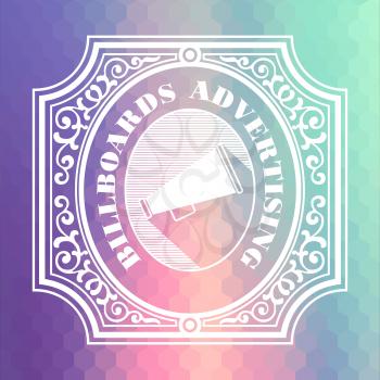 Billboards Advertising Concept. Vintage design. Pastels Color Flow Hexagonal Background.