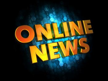 Online News - Gold 3D Words on Dark Digital Background.