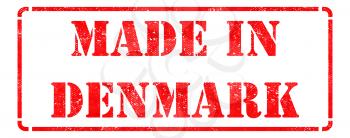 Made in Denmark - Inscription on Red Rubber Stamp Isolated on White.
