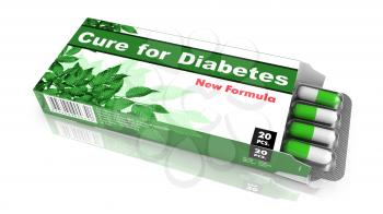 Cure for Diabetes - Green Open Blister Pack Tablets Isolated on White.